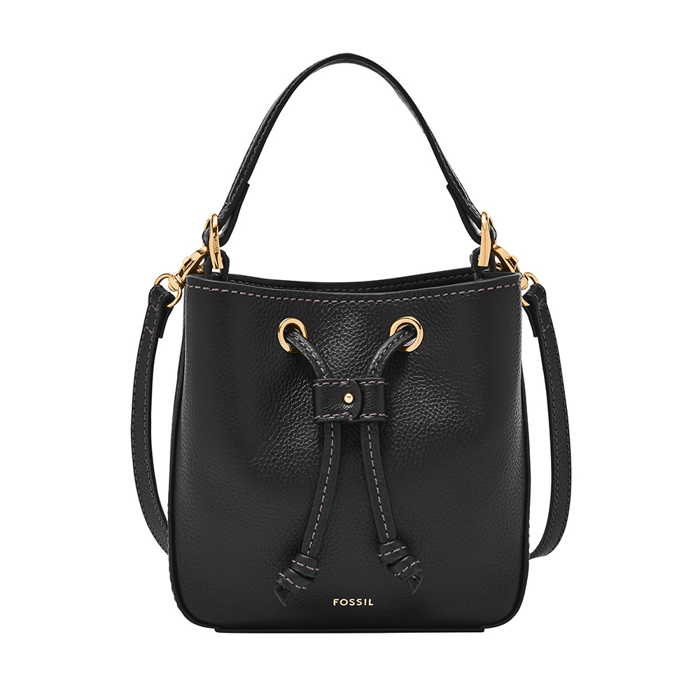 Tessa 真皮束口水桶包-黑色 SHB3196001