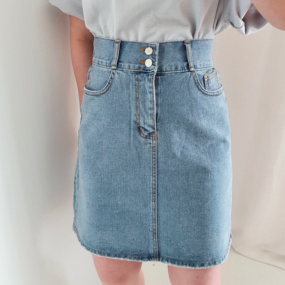 現貨｜高腰雙扣四分牛仔短裙