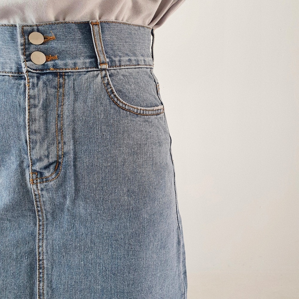 現貨｜高腰雙扣四分牛仔短裙