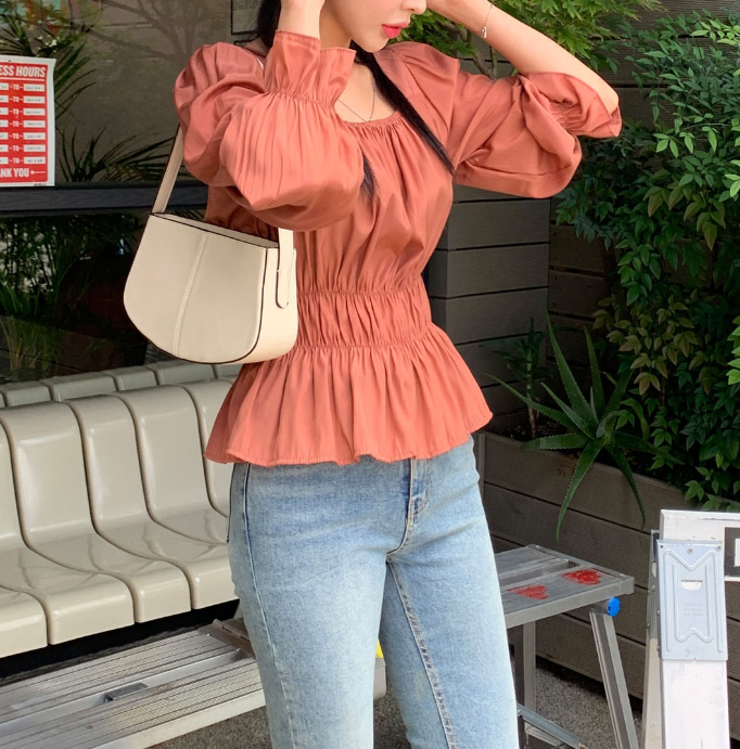 現貨｜方領泡泡長袖上衣