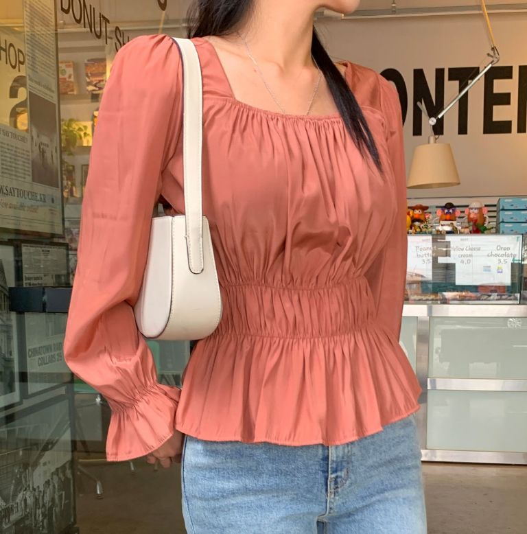 現貨｜方領泡泡長袖上衣