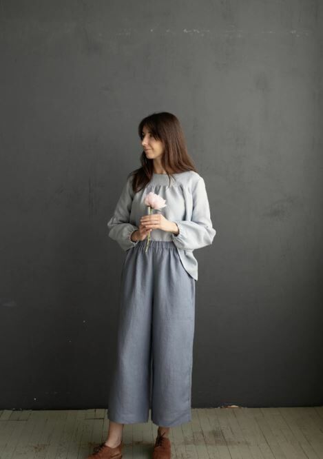(預購)ALL THE BEAUTIFUL LINEN 大人款-亞麻長寬褲 Linen Culottes