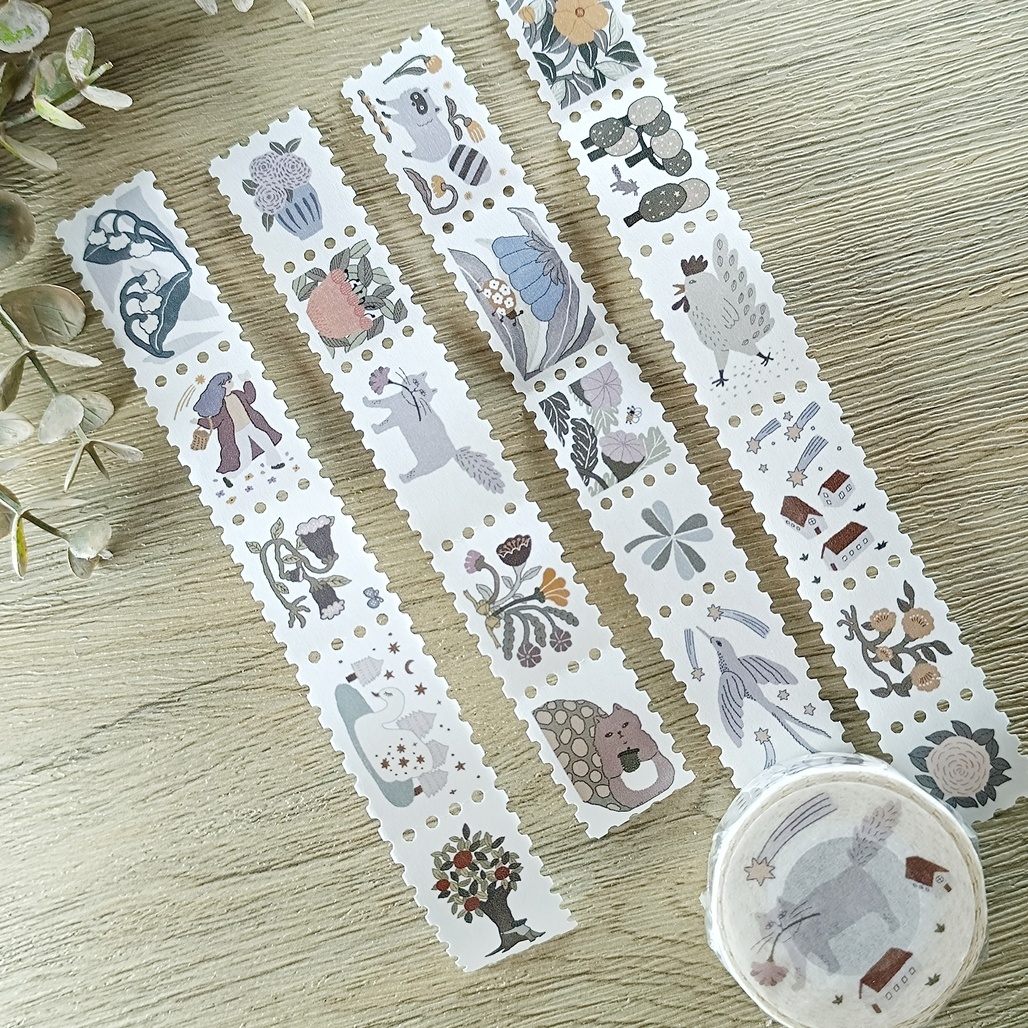 森空．Flowers Animals and a Good Day 郵票離型和紙膠帶 <整捲/分裝>