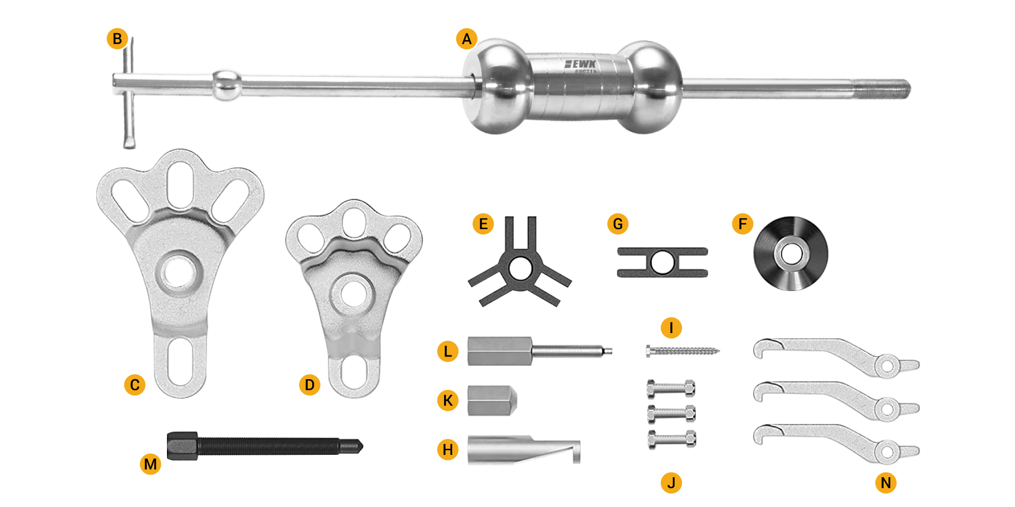 9-Way Slide Hammer Puller Set Bearing Remover Kit | EWK
