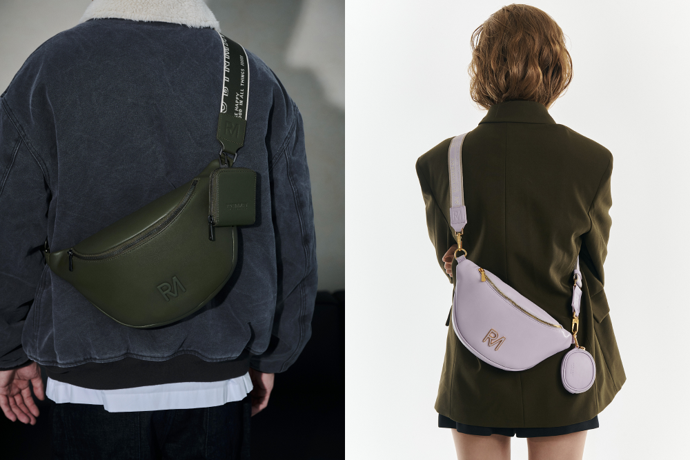 把腰包當成斜背包背在身後,創造幹練簡潔的視覺
