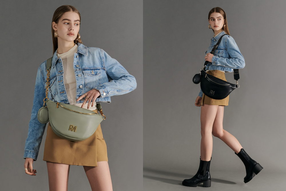 短版上衣和腰包的搭配讓你更高挑滿點