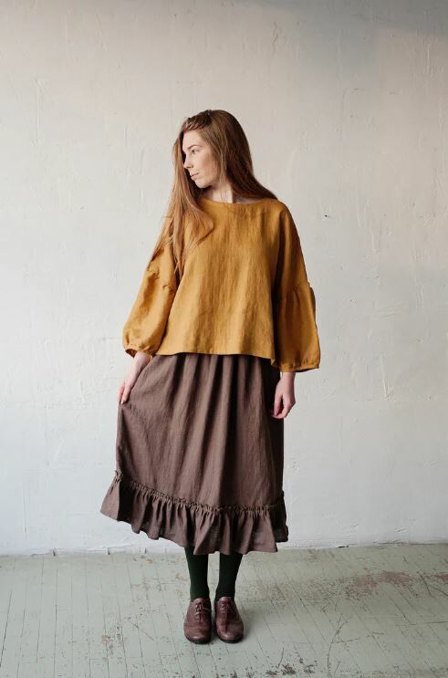 (預購)ALL THE BEAUTIFUL LINEN 大人款-荷葉下擺長裙 VICTORIAN SKIRT