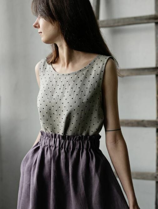 (預購)ALL THE BEAUTIFUL LINEN 大人款-格紋/點點亞麻無袖上衣 FESTIVE SLEEVELESS TOP