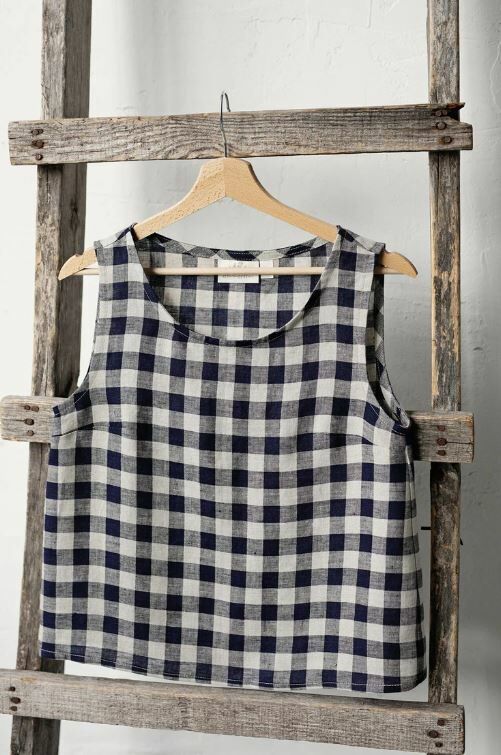 (預購)ALL THE BEAUTIFUL LINEN 大人款-格紋/點點亞麻無袖上衣 FESTIVE SLEEVELESS TOP