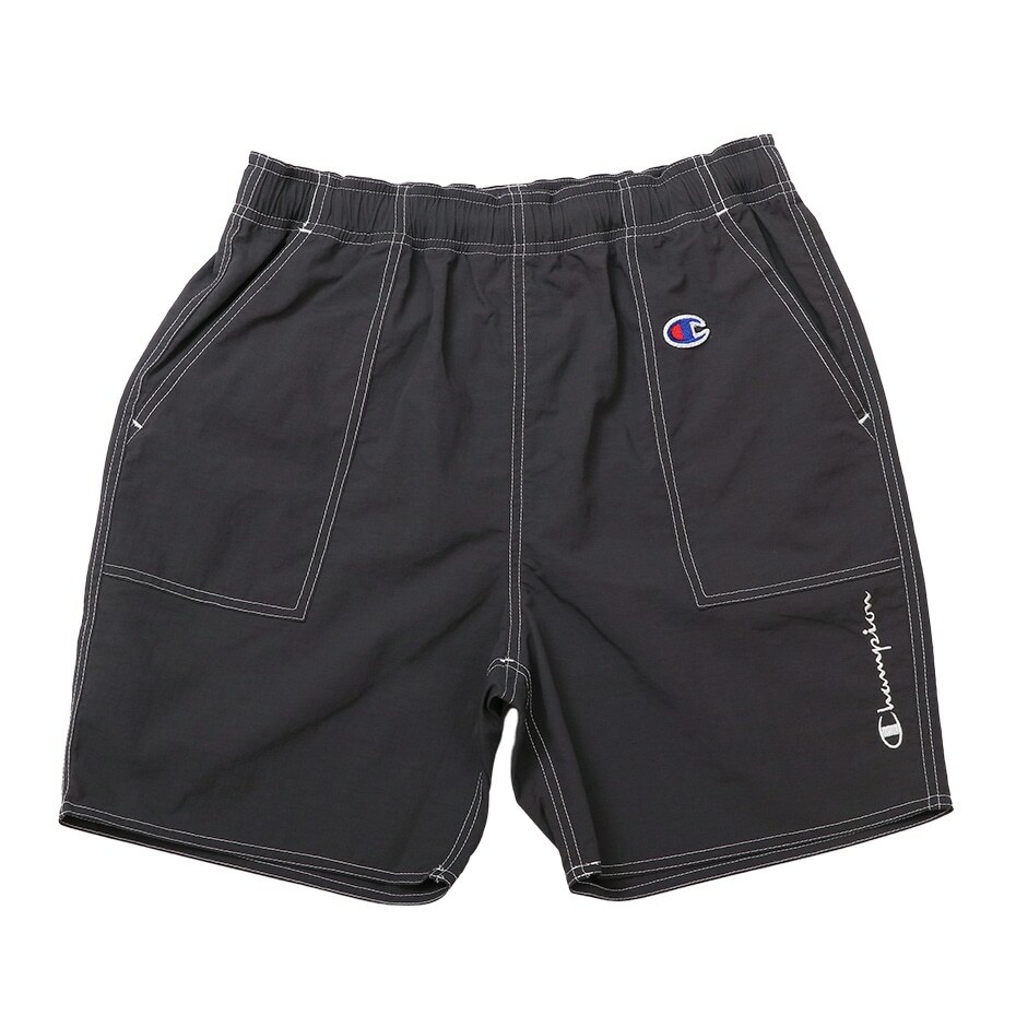 童裝-CASUAL 跳色車線 尼龍刺繡短褲-黑色（CK-Z506-080）