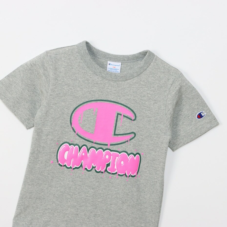 童裝-CASUAL泡泡潑漆 LOGO 短TEE-灰色（CK-Z317-070）