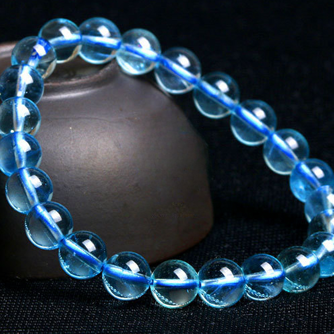 【藏寶】冰種珍藏級巴西海藍寶水晶手鍊/水晶手串