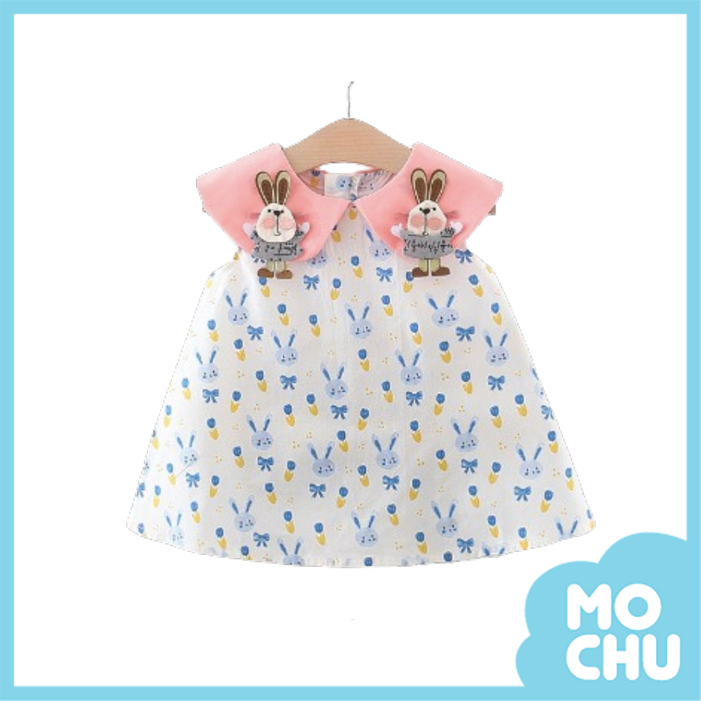 兔子鬱金香翻領連身裙(二色）
