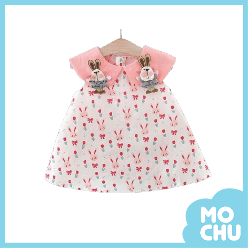兔子鬱金香翻領連身裙(二色）