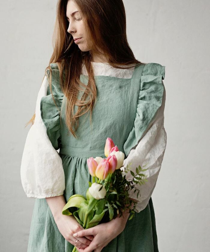 (預購)ALL THE BEAUTIFUL LINEN 大人款-荷葉吊帶長洋 LONG VINTAGE DRESS