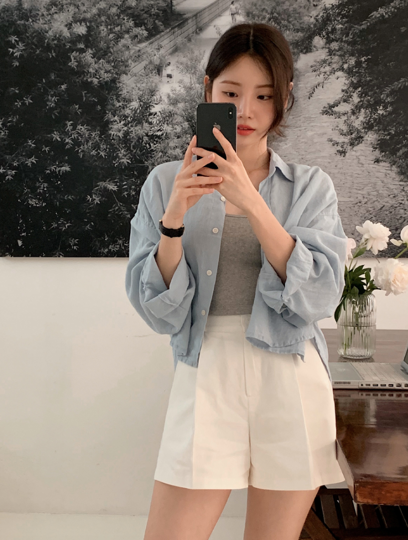 現貨｜鈕扣口袋棉質短褲