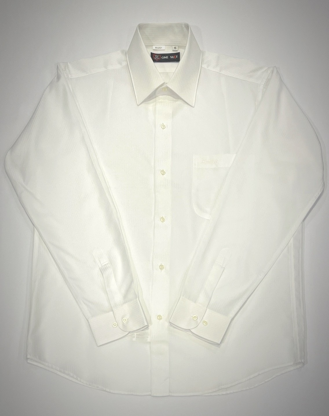 白色直條紋大尺碼長袖襯衫6