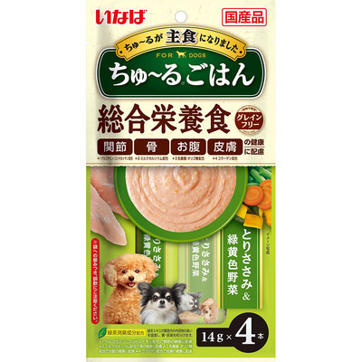 [$100/5包] INABA 綜合營養 雞肉+蔬菜(14gx4支裝)(犬用)
