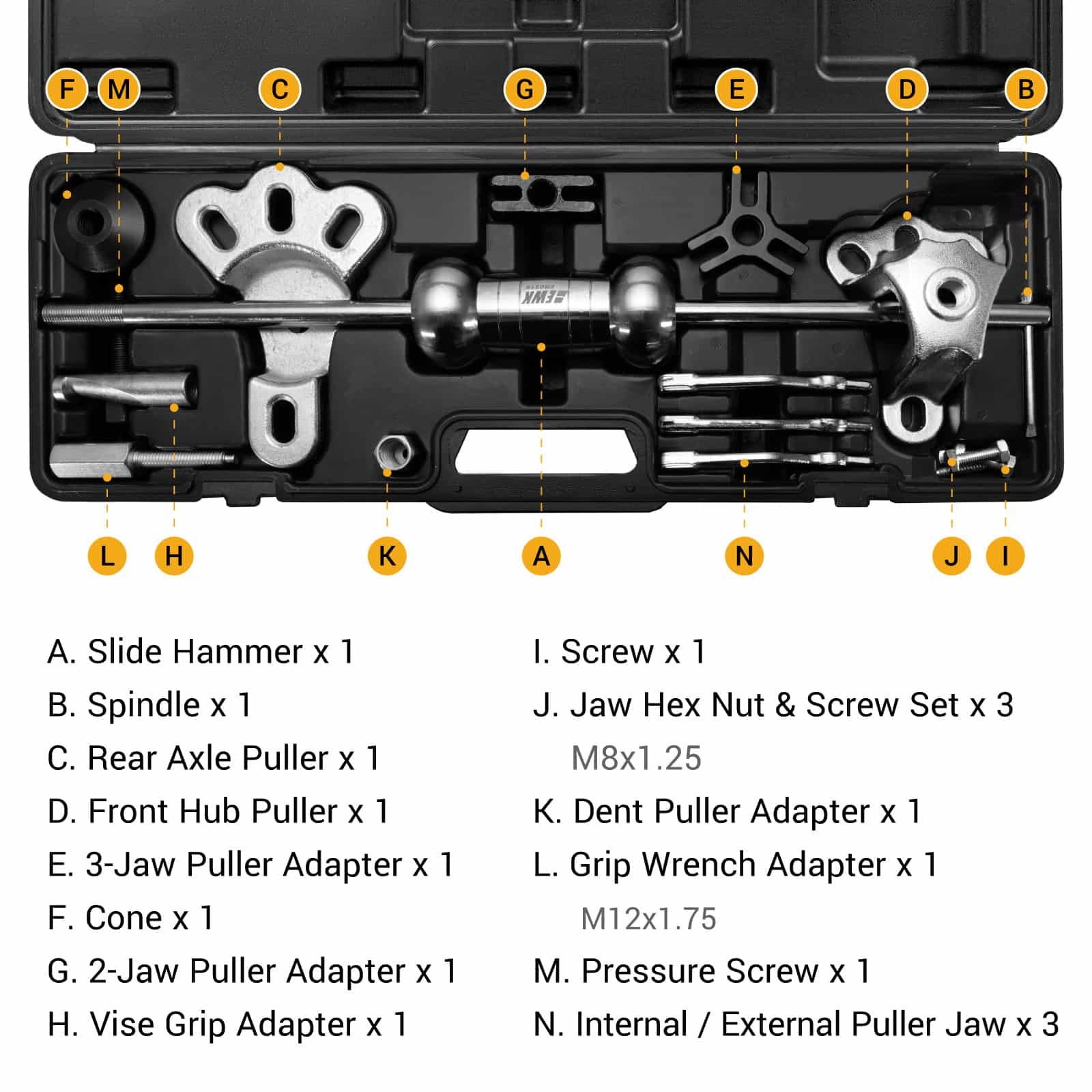 9-Way Slide Hammer Puller Set Bearing Remover Kit | EWK