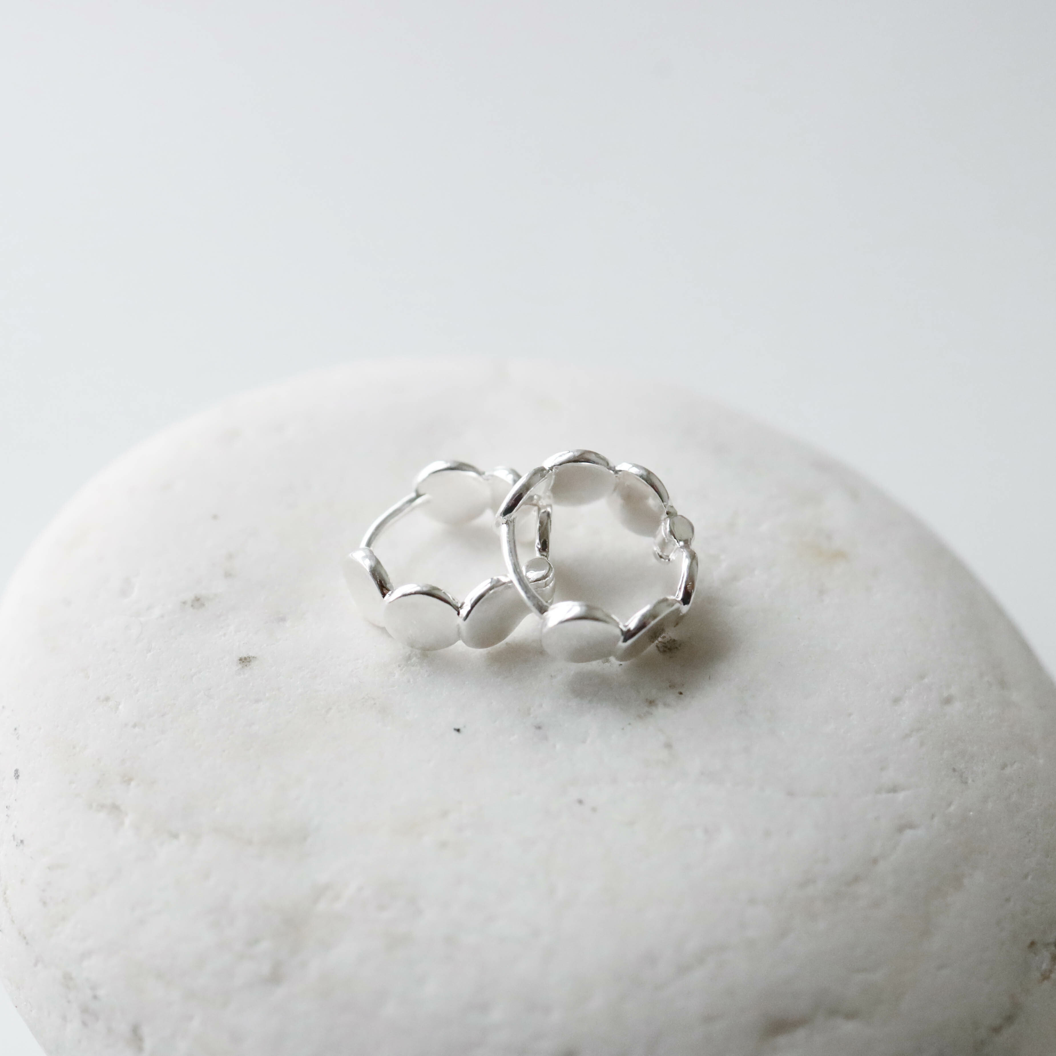 925純銀拼接小圓耳圈