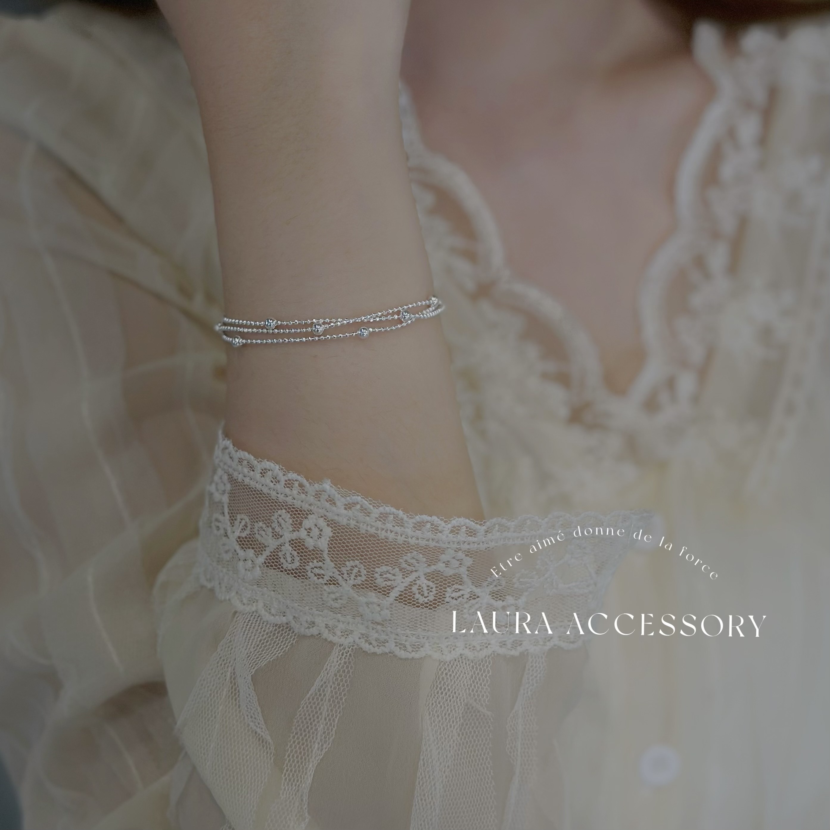 H10若夢．三層圓珠純銀手鍊