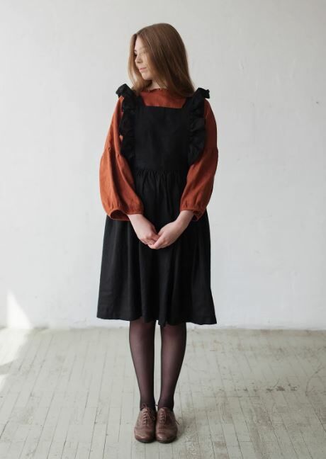 (預購)ALL THE BEAUTIFUL LINEN 大人款-荷葉吊帶洋裝 SHORT VINTAGE DRESS