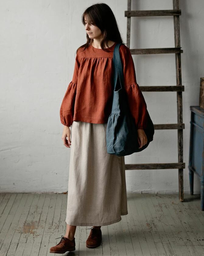(預購)ALL THE BEAUTIFUL LINEN 大人款-亞麻長裙 CLASSIC LONG SKIRT