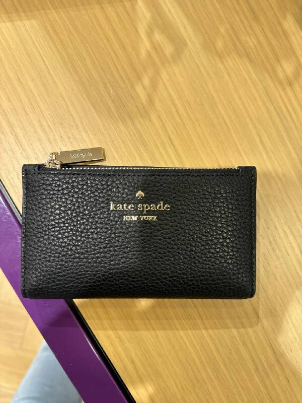 [S] KATE SPADE WLR00395 LEILA PEBBLED LEATHER SM SLIM BIFOLD WALLET,BLACK, 767883054307 (SKS1012)