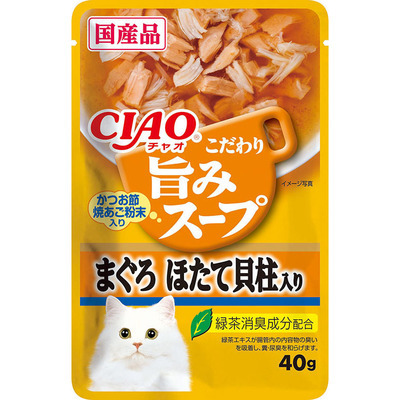 [$39 x 6包] CIAO 軟包 吞拿魚+鰹魚+扇貝40g *包裝隨機