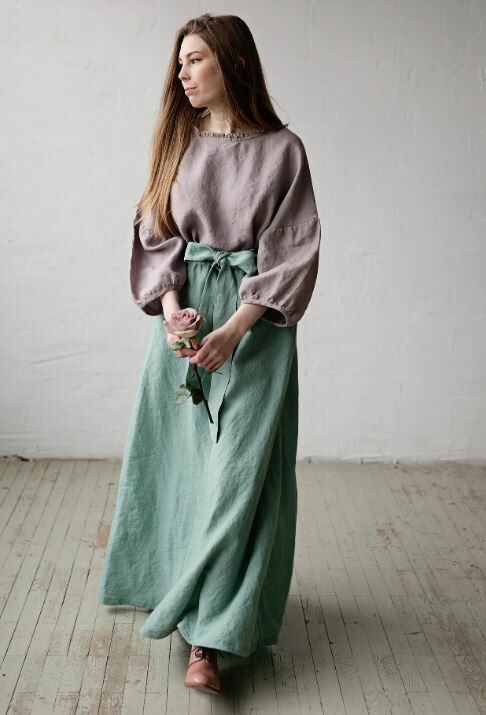 (預購)ALL THE BEAUTIFUL LINEN 大人款-附綁帶亞麻長裙 PARIS SKIRT
