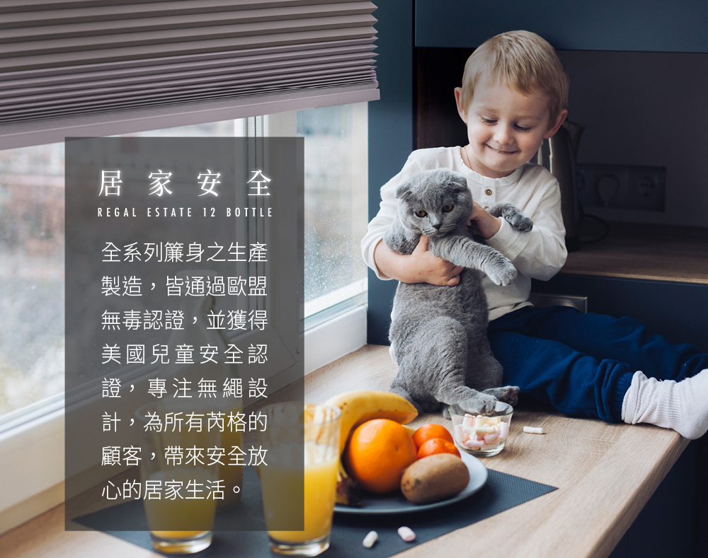 REGAL芮格居家12BOTTL易百褶簾，免打孔不傷牆面，自黏窗簾可輕易自行裁切，rPET材質安全無毒、抗塵蟎、低敏又好清潔，租屋適用、兒童房裝潢改造首選，也可給寶貝當畫紙捲發揮創意，或剪裁用來廚櫃防塵。