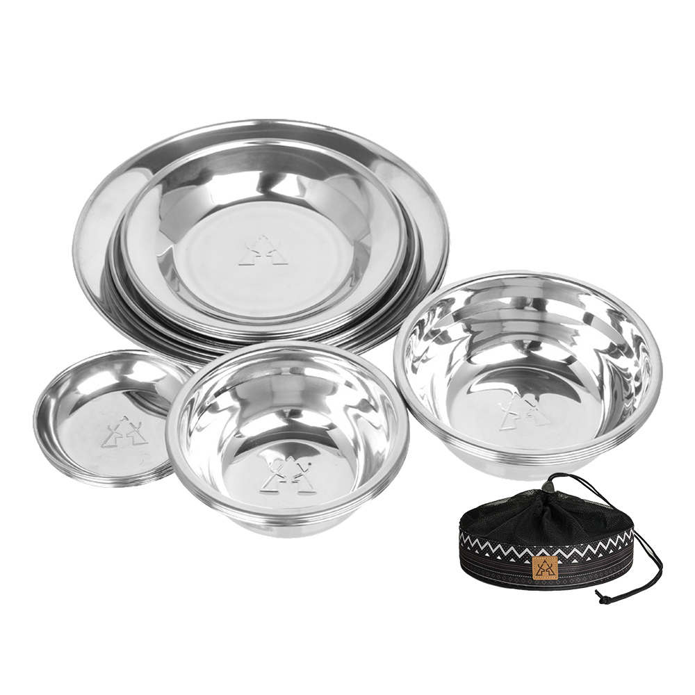 KZM  彩繪民族風不鏽鋼碗盤組22P