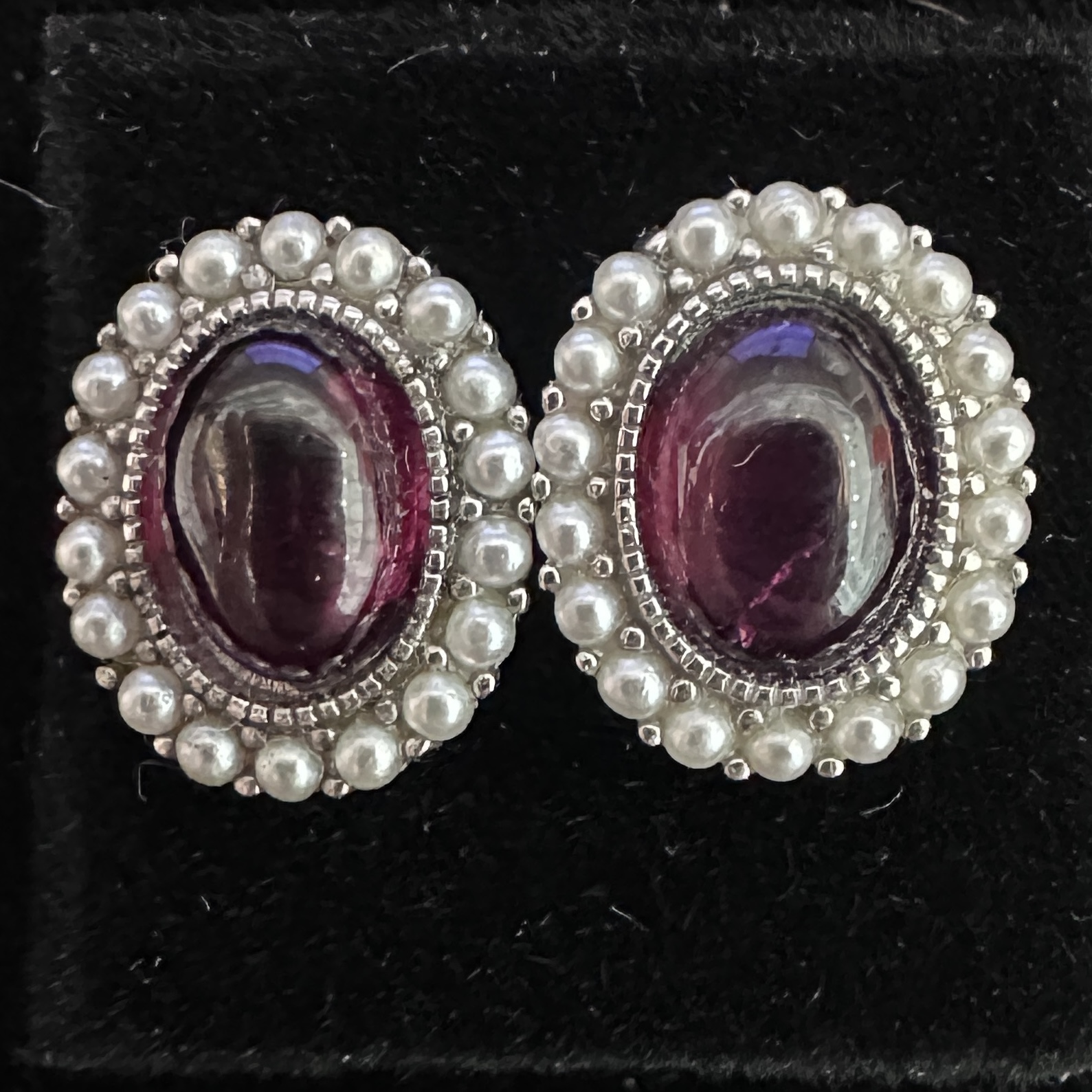 T155玫瑰石榴石珍珠耳環