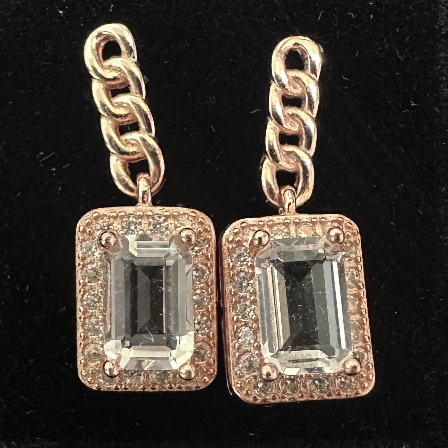 T181白水晶玫瑰金耳環