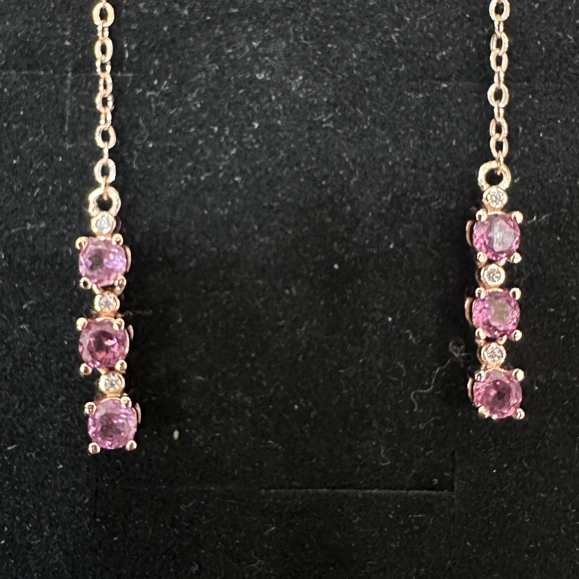 T193玫瑰石榴石耳勾式耳環