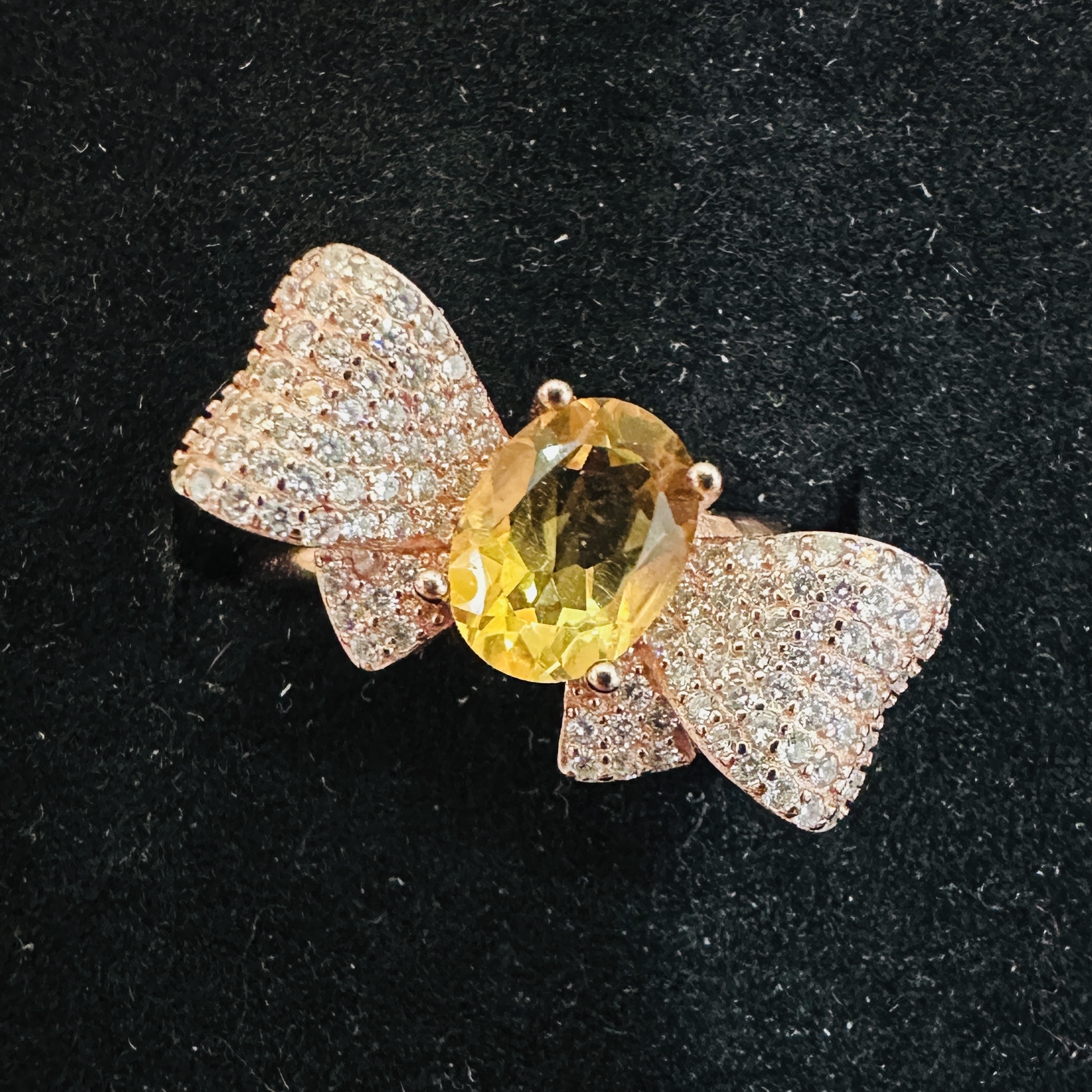 T282蝴蝶結黃水晶戒指