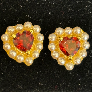 T457小公主珠珠石榴石耳環