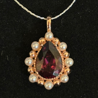 T487小公主水滴紅石榴石吊墜