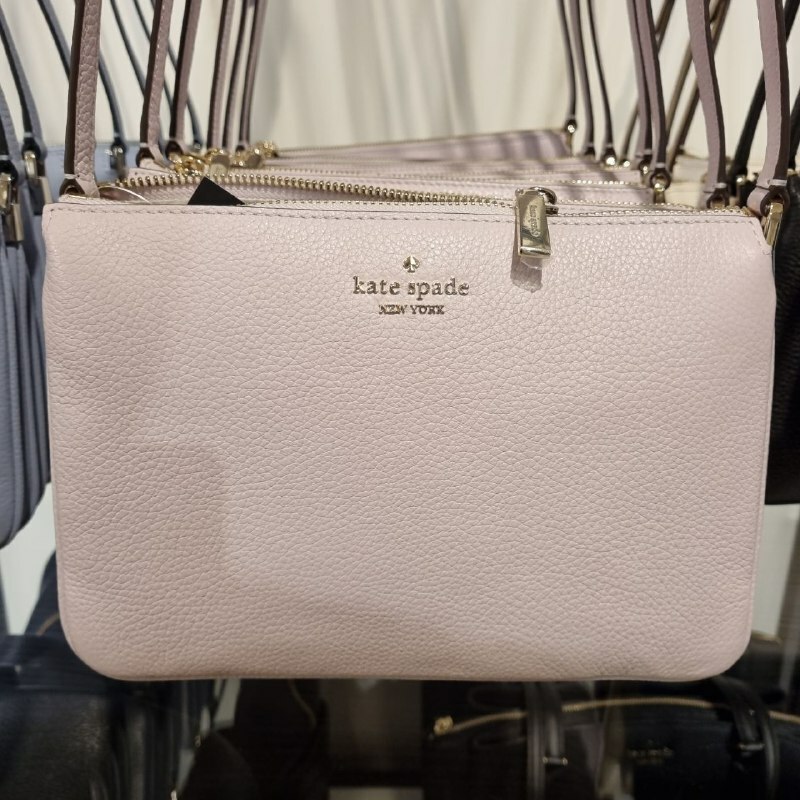 [S] KATE SPADE WKR00448 LEILA PEBBLED LEATHER TRIPLE GUSSET CROSSBODY,LILAC MOON, 196021438905 (SKS1019)