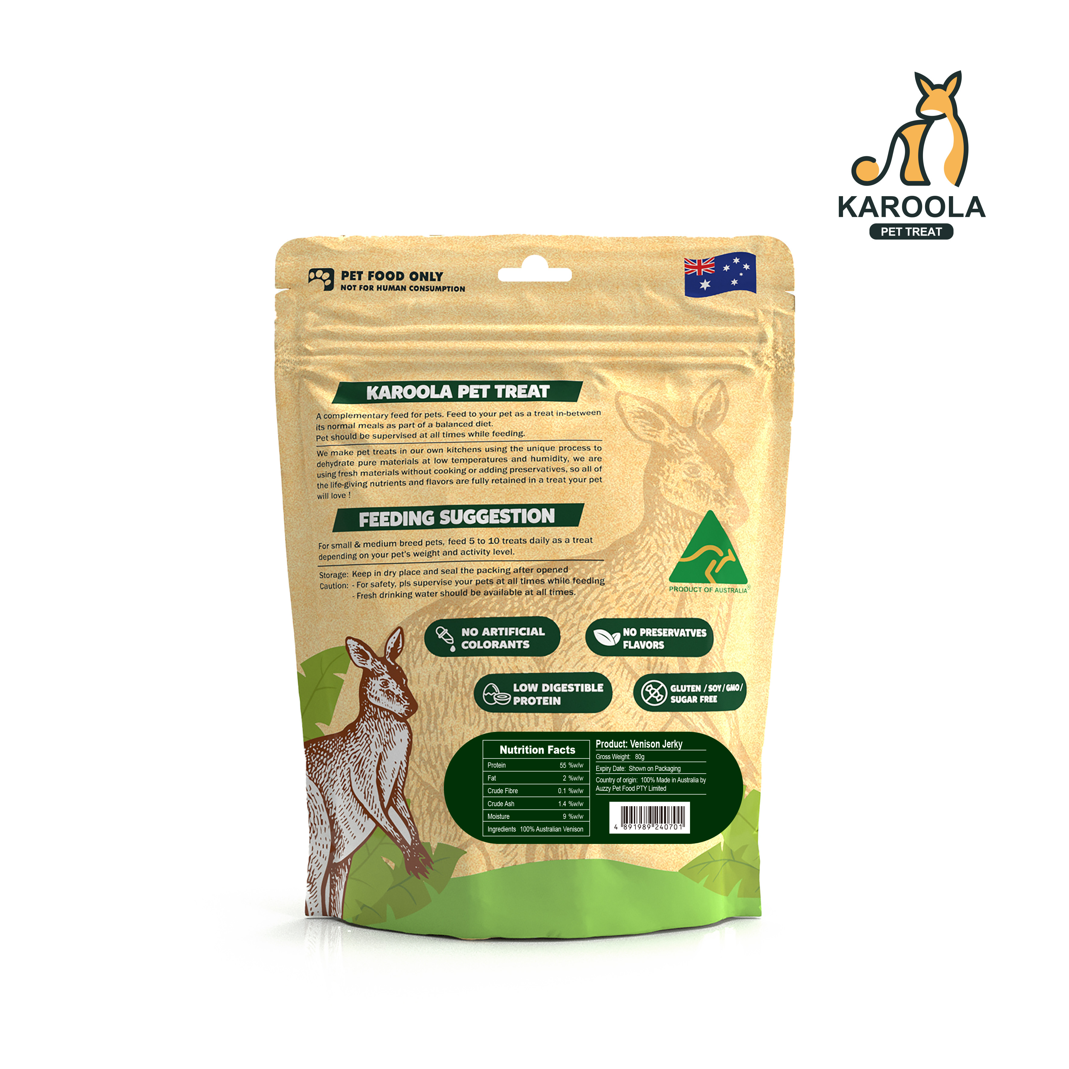 Karoola - Venison Jerky 鹿肉片 80g▶$135 X 3包◀【可混合其他口味】