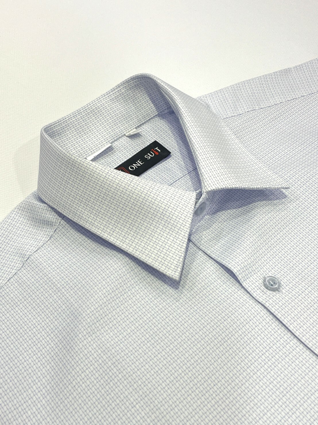 藍色細格紋大尺碼男長袖襯衫7