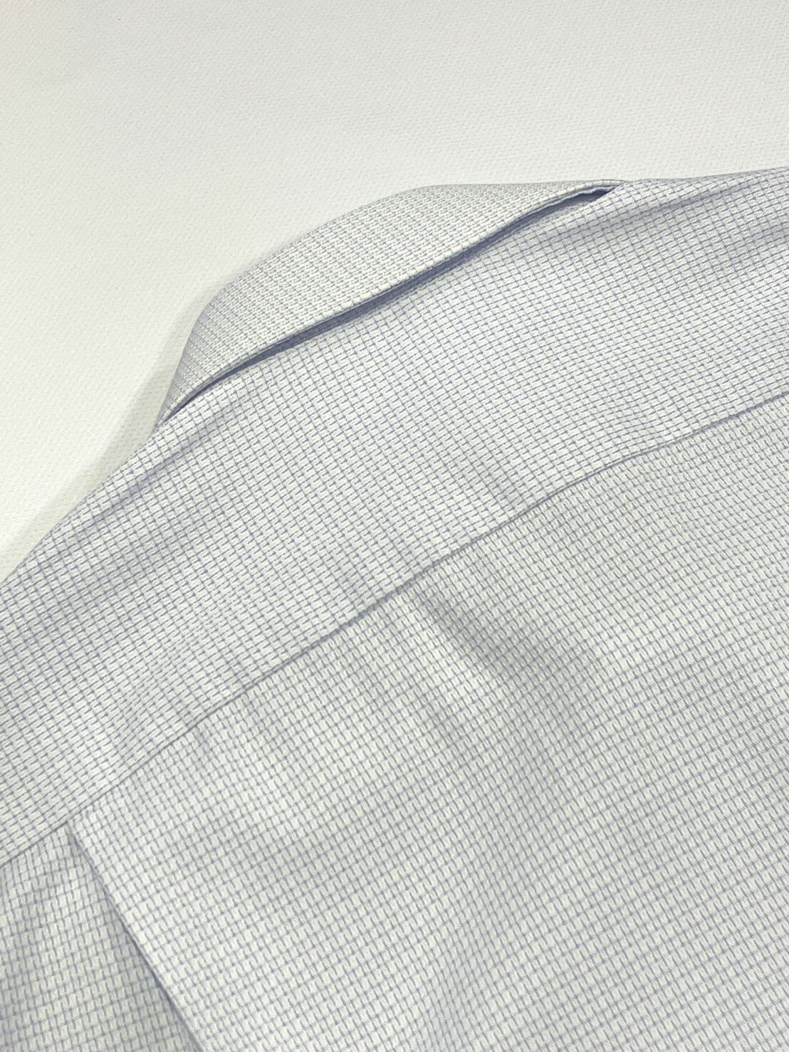 藍色細格紋大尺碼男長袖襯衫9