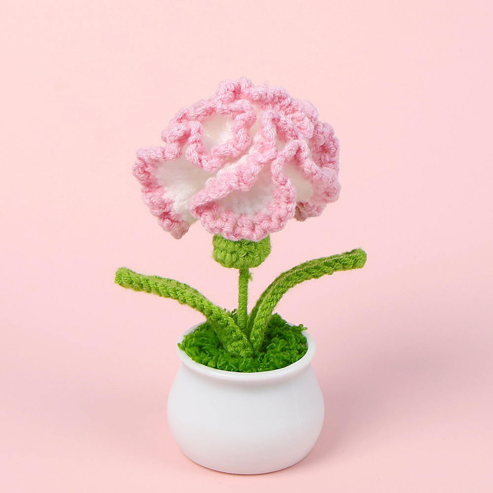 《3992》母親節編織康乃馨桌面小盆栽