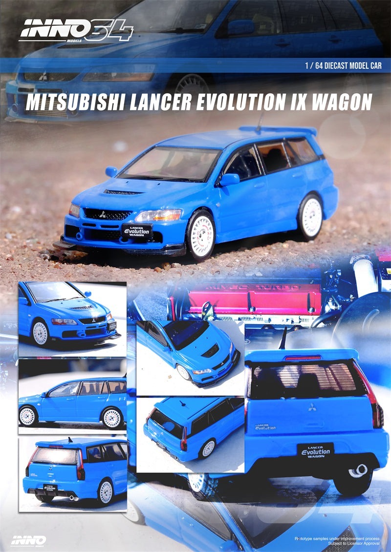 INNO64 1/64 Die-Cast 三菱 MITSUBISHI LANCER EVOLUTION IX WAGON BLUE