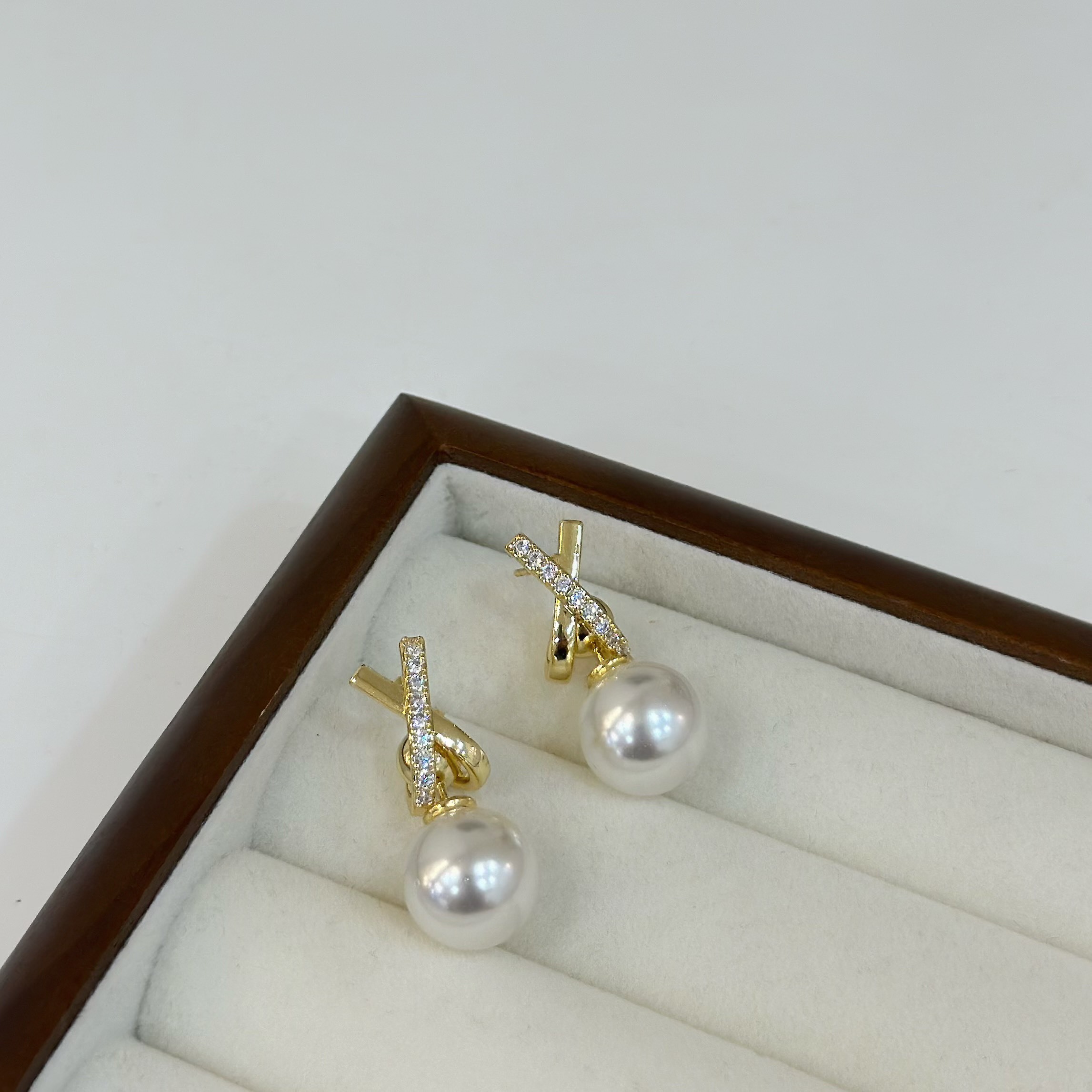 H44盛放．排鑽交叉珍珠垂吊