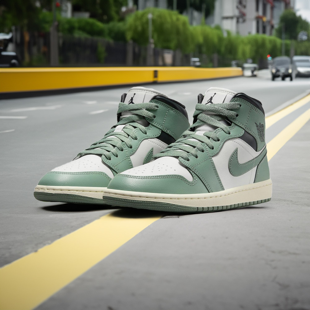 W Air Jordan 1 Mid Jade Smoke 翡翠綠 BQ6472-130