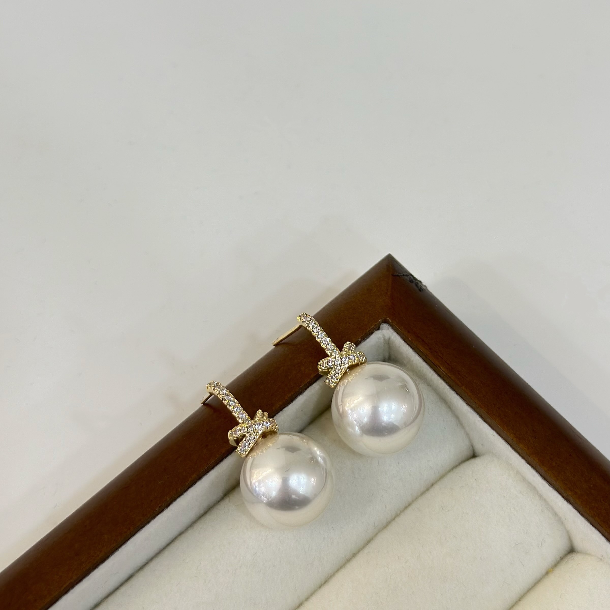 H41年華．排鑽交叉珍珠垂吊