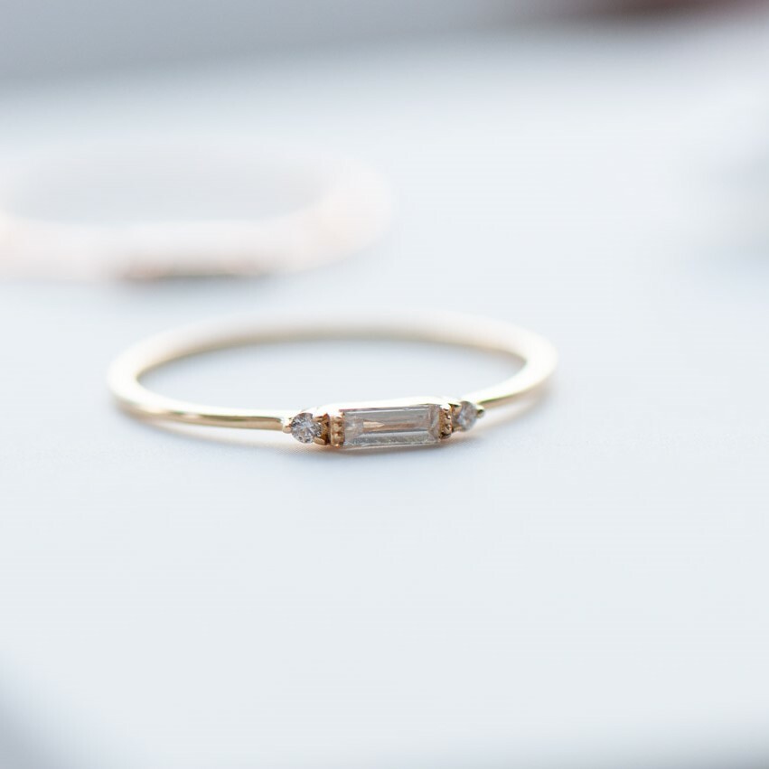 18K French Baguette Diamond Ring