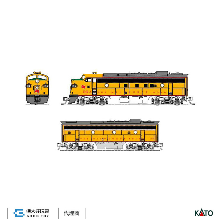 KATO 106-0432 (N) EMD FP7A+F7B Milwaukee Road 1955年後塗色 (2輛)