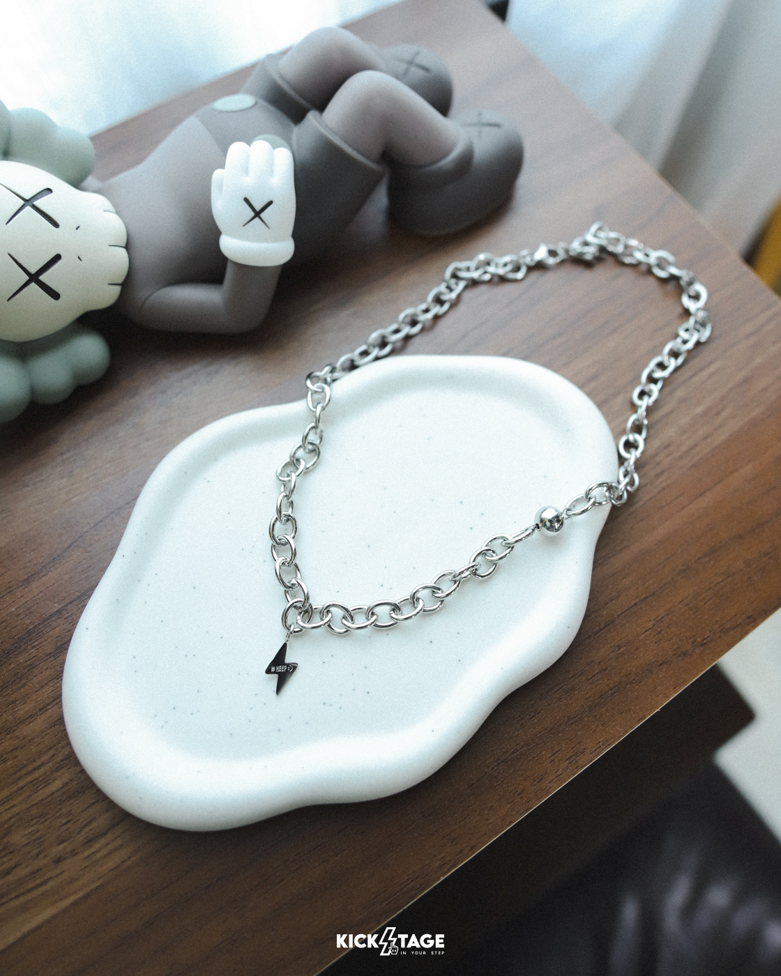 #KEEP LIGHTNING NECKLACE 銀鍊 亮面銀 閃電 鈦鋼 不鏽鋼 百搭基本款 項鍊【KS208】